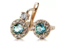 Earrings Aquamarine 14K Rose gold Vintage Jewlery cec003r